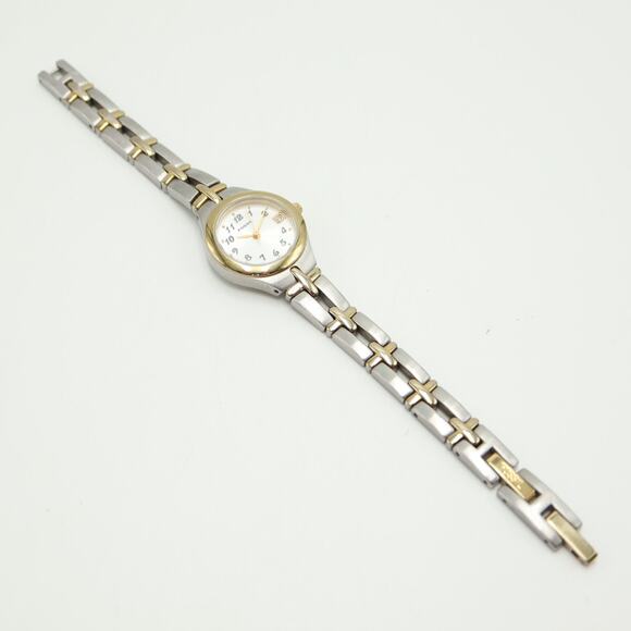 Fossil F2 Two Tone Womens 23mm Round Date Watch 6" Bracelet ES9439 w New Battery - Picture 10 of 12
